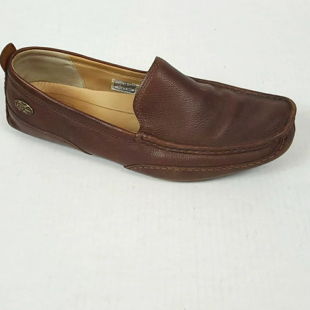 UGG brown leather men slip on shoes mocasin size 12
